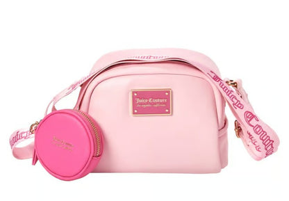 JUICY COUTURE PUFFED UP CROSSBODY LT PINK COIN PURSE JC LOGO ON STRAP NWT