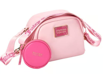 JUICY COUTURE PUFFED UP CROSSBODY LT PINK COIN PURSE JC LOGO ON STRAP NWT