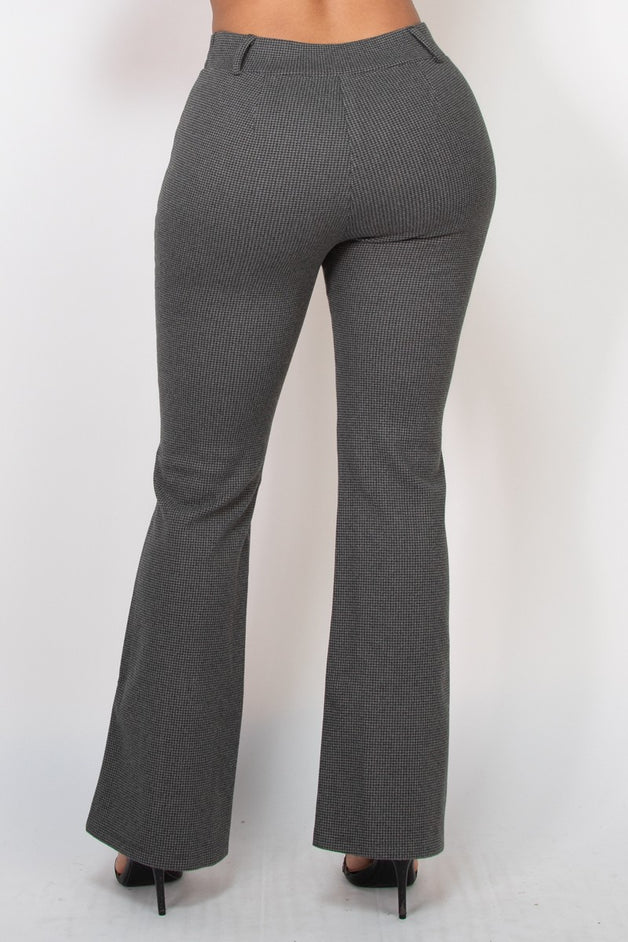 Houndstooth Flare High-Rise Pants/ Office Wear