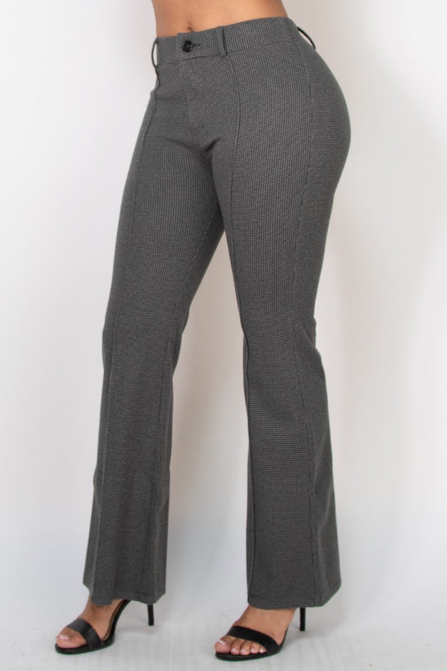 Houndstooth Flare High-Rise Pants/ Office Wear