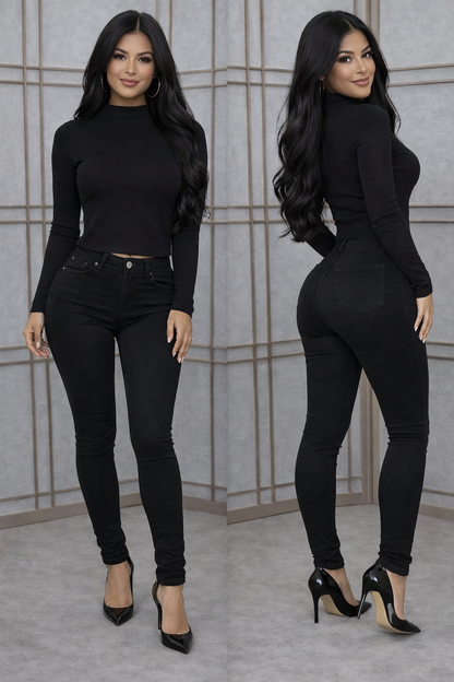 Ribbed Mock Neck Long Sleeve Top