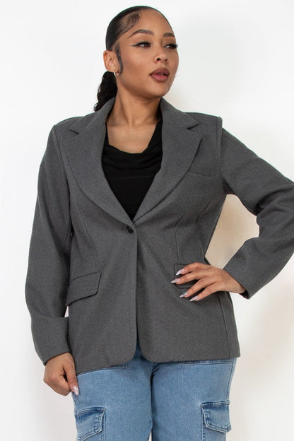Single-Breasted Herringbone Notch Jacket