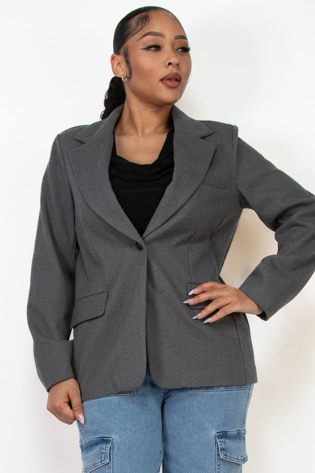 Single-Breasted Herringbone Notch Jacket
