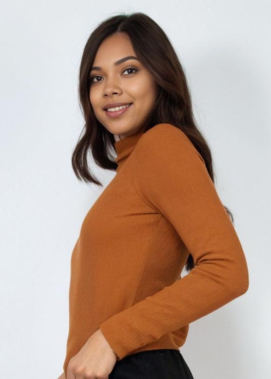 Ribbed Mock Neck Long Sleeve Top