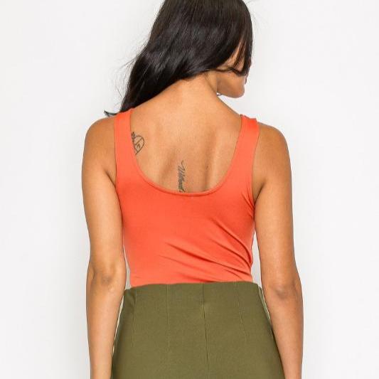 Rhinestones Scoop-Cut Back Sleeveless Bodysuit