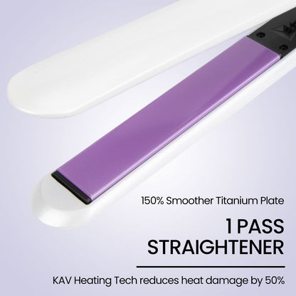 KAV Lucia Pearls Flat Iron Hair Straightener and Curler 2 in 1, Ceramic Straightening Iron 430℉, Fast Heat 1 Inch Hair Iron Gift for Women Girls, Auto Shut Off