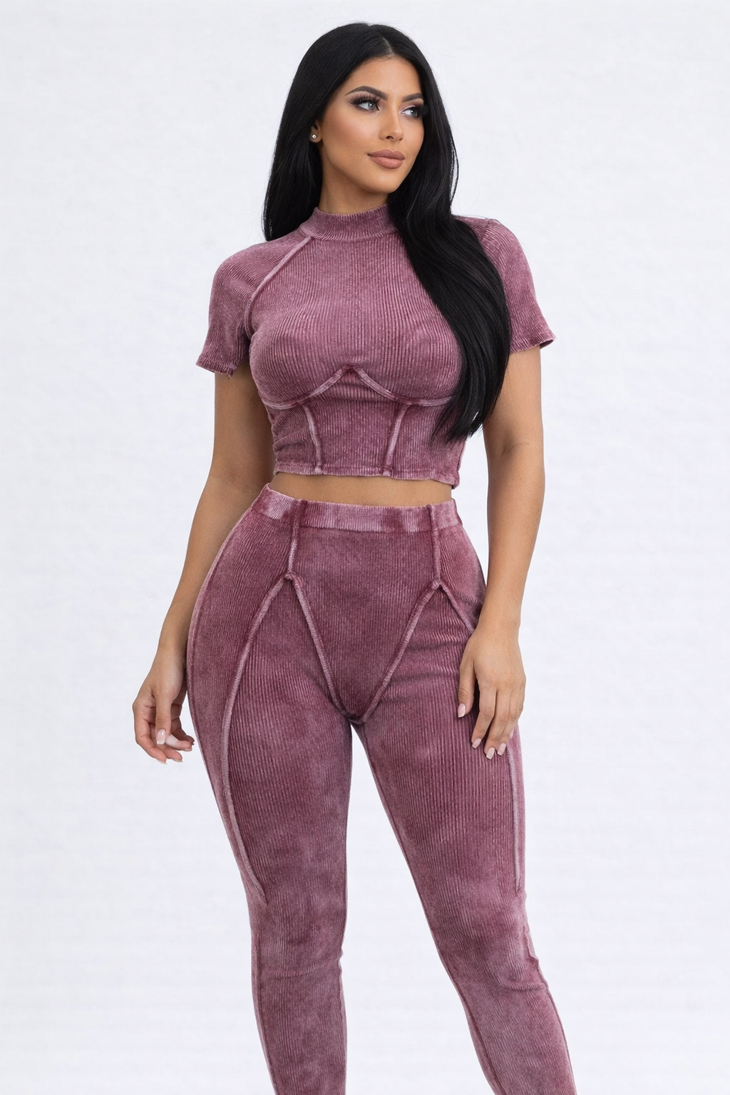 Washed Sport Set / Leggings and Crop Top