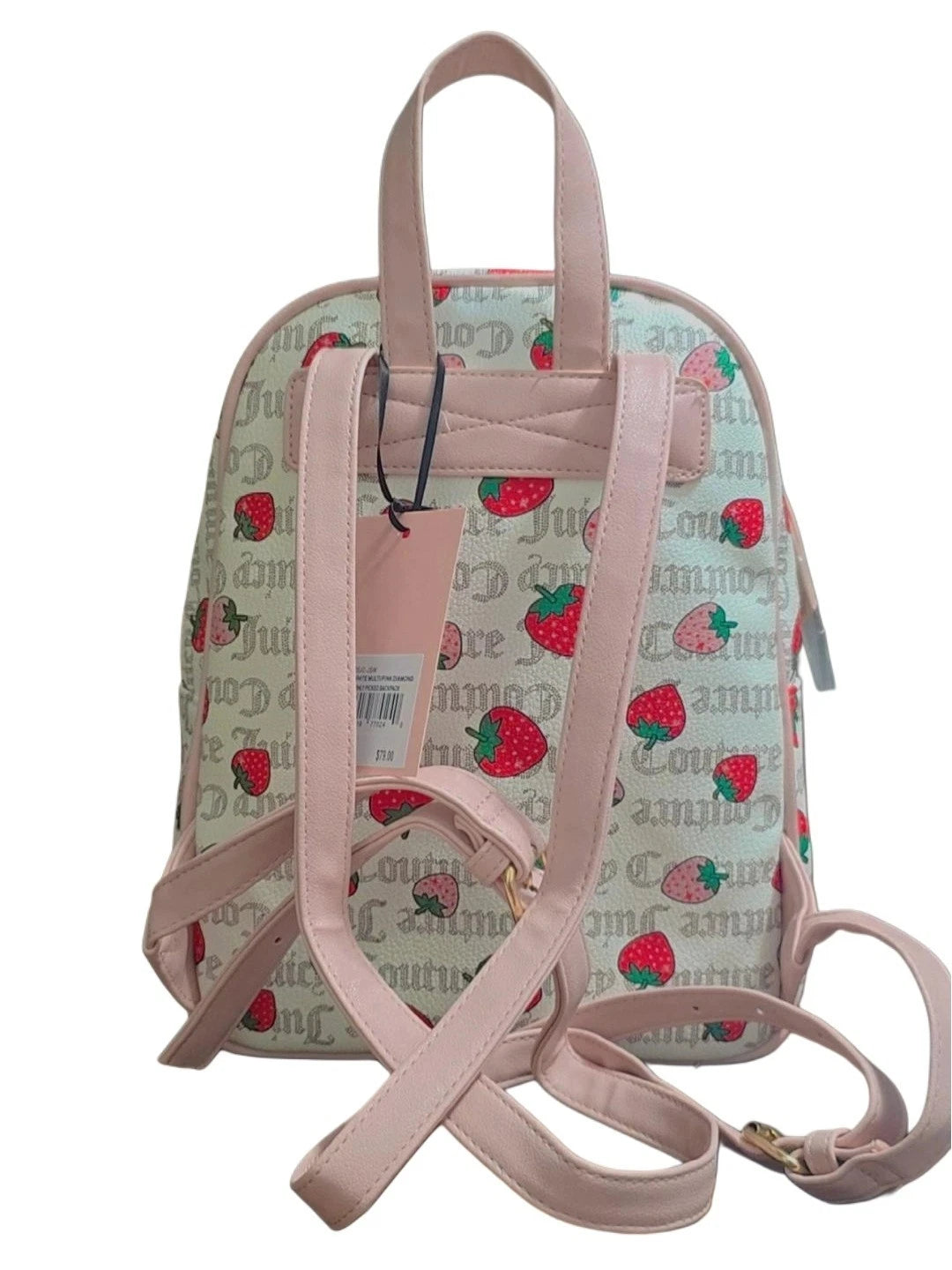 JUICY COUTURE Strawberry Pecan White Freshly Picked Backpack Bag NWT &🍓 Charm