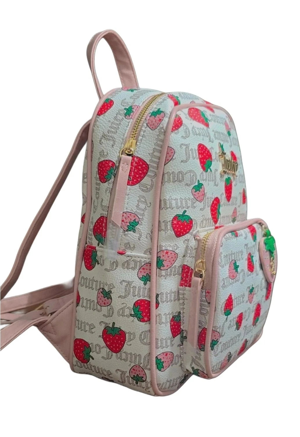 JUICY COUTURE Strawberry Pecan White Freshly Picked Backpack Bag NWT &🍓 Charm