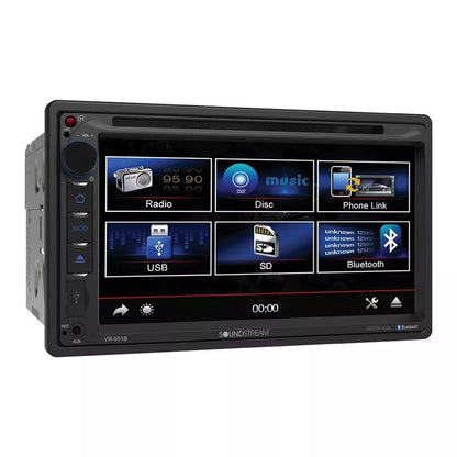 Soundstream VR-651B Double Din Car Stereo Dvd/cd Player Lcd Bluetooth App Control