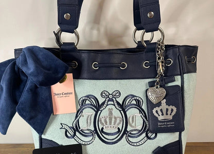 New Juicy Couture Lovers Club Daydreamer Tote Pastel Turquoise Blue Y2K Handbag