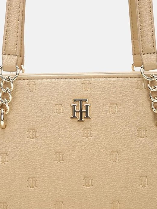 Tommy Hilfiger Store Logo Black Polyurethane Tote Bag