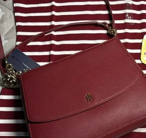Tommy Hilfiger Yvette II Top-Handle Flap Satchel Burgundy